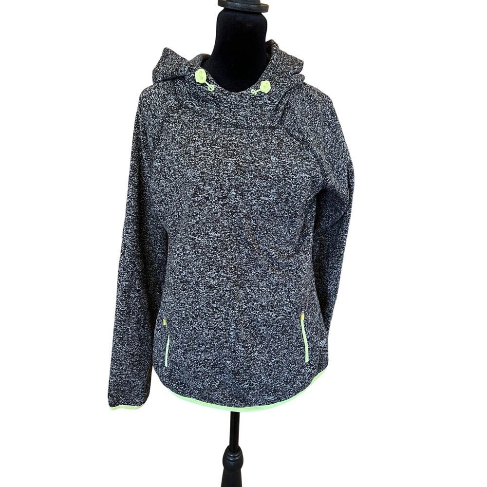 Forever 21 sweater hoodie black with lime toggles, women's size S